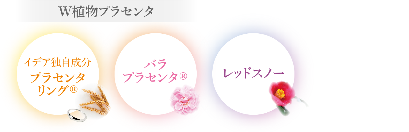 W植物プラセンタ イデア独自成分 プラセンタリング バラプラセンタ。レッドスノー